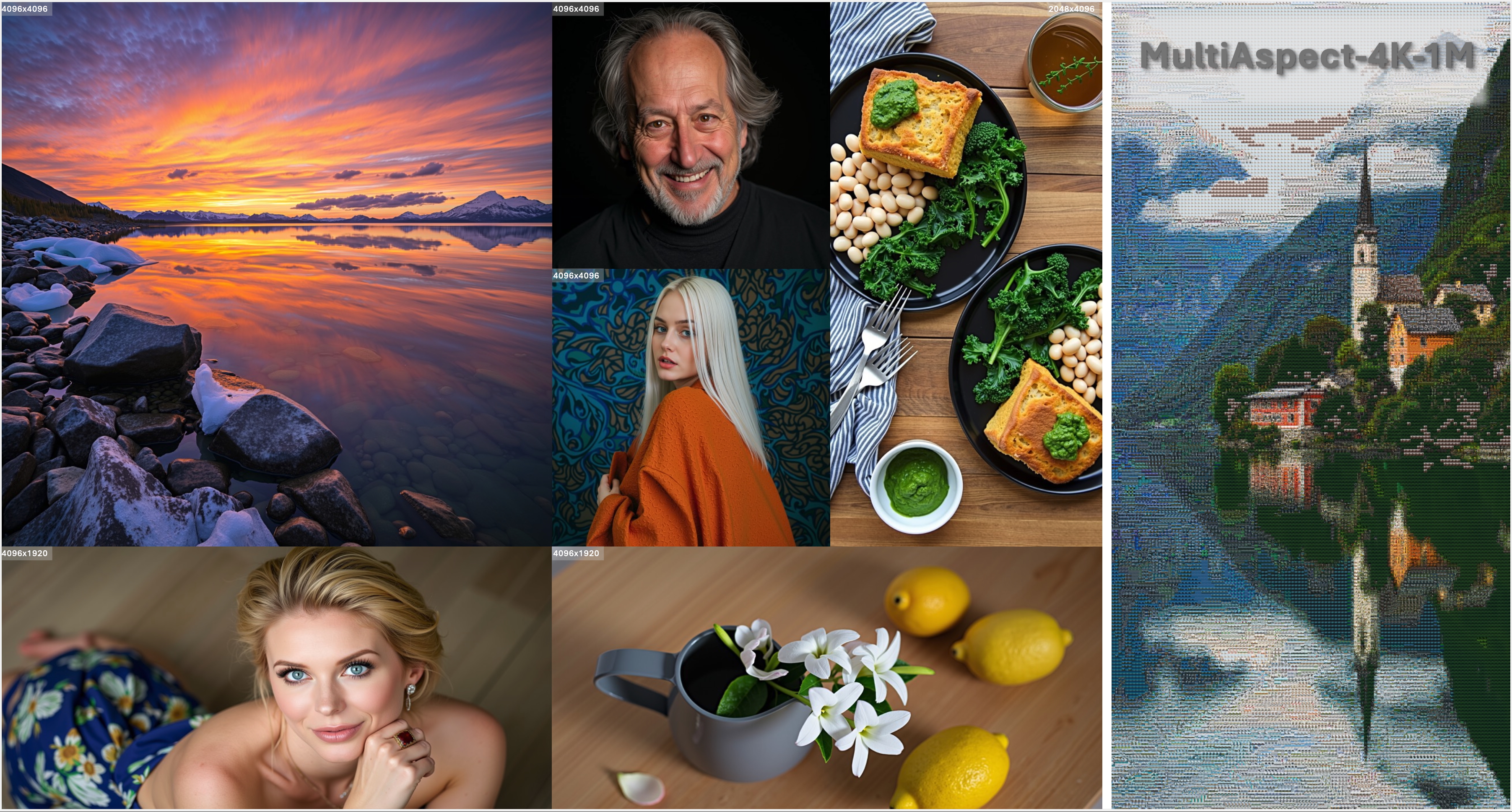 UltraFlux native 4K samples across diverse aspect ratios